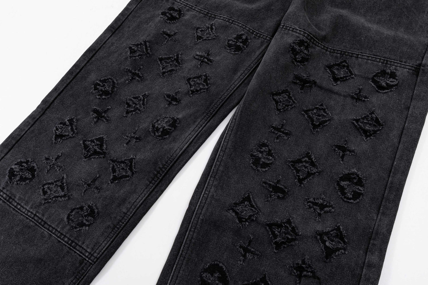 260506 New high-quality hand-woven denim trousers with full-printed letters