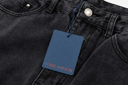 260506 New high-quality hand-woven denim trousers with full-printed letters