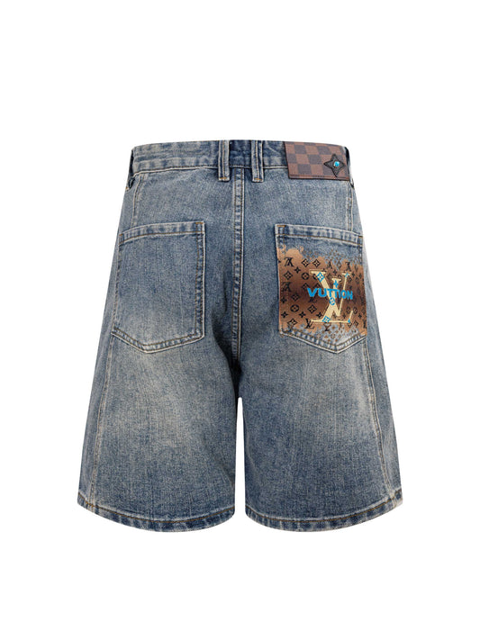 260506 New high-quality perfect blue water-washed custom-made denim shorts