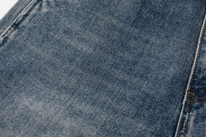 260506 New high-quality perfect blue water-washed custom-made denim shorts