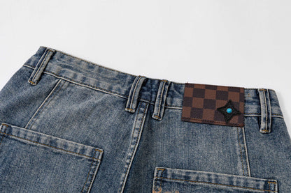 260506 New high-quality perfect blue water-washed custom-made denim shorts
