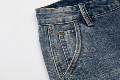 260506 New high-quality perfect blue water-washed custom-made denim shorts