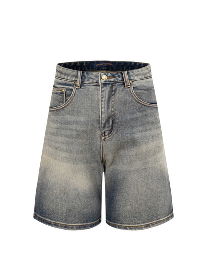260506 New high-quality perfect blue water-washed custom-made denim shorts