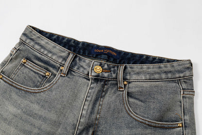 260506 New high-quality perfect blue water-washed custom-made denim shorts