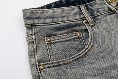 260506 New high-quality perfect blue water-washed custom-made denim shorts