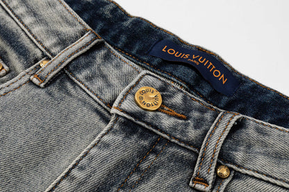 260506 New high-quality perfect blue water-washed custom-made denim shorts