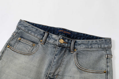 260506 New high-quality perfect blue water-washed custom-made denim shorts