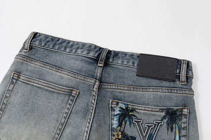 260506 New high-quality perfect blue water-washed custom-made denim shorts