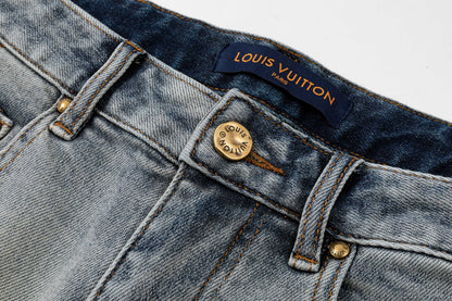 260506 New high-quality perfect blue water-washed custom-made denim shorts