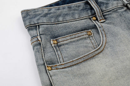 260506 New high-quality perfect blue water-washed custom-made denim shorts