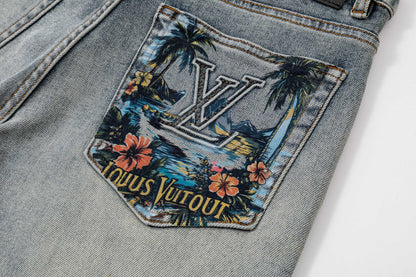 260506 New high-quality perfect blue water-washed custom-made denim shorts