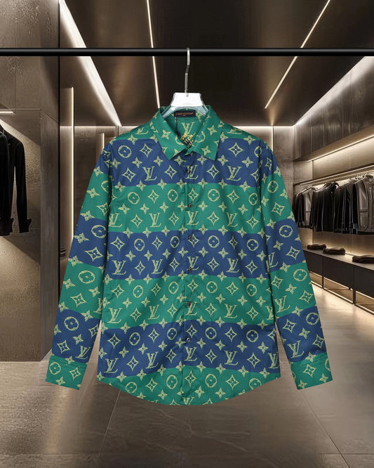260506 New high-quality full-print contrasting stripe long-sleeved shirt