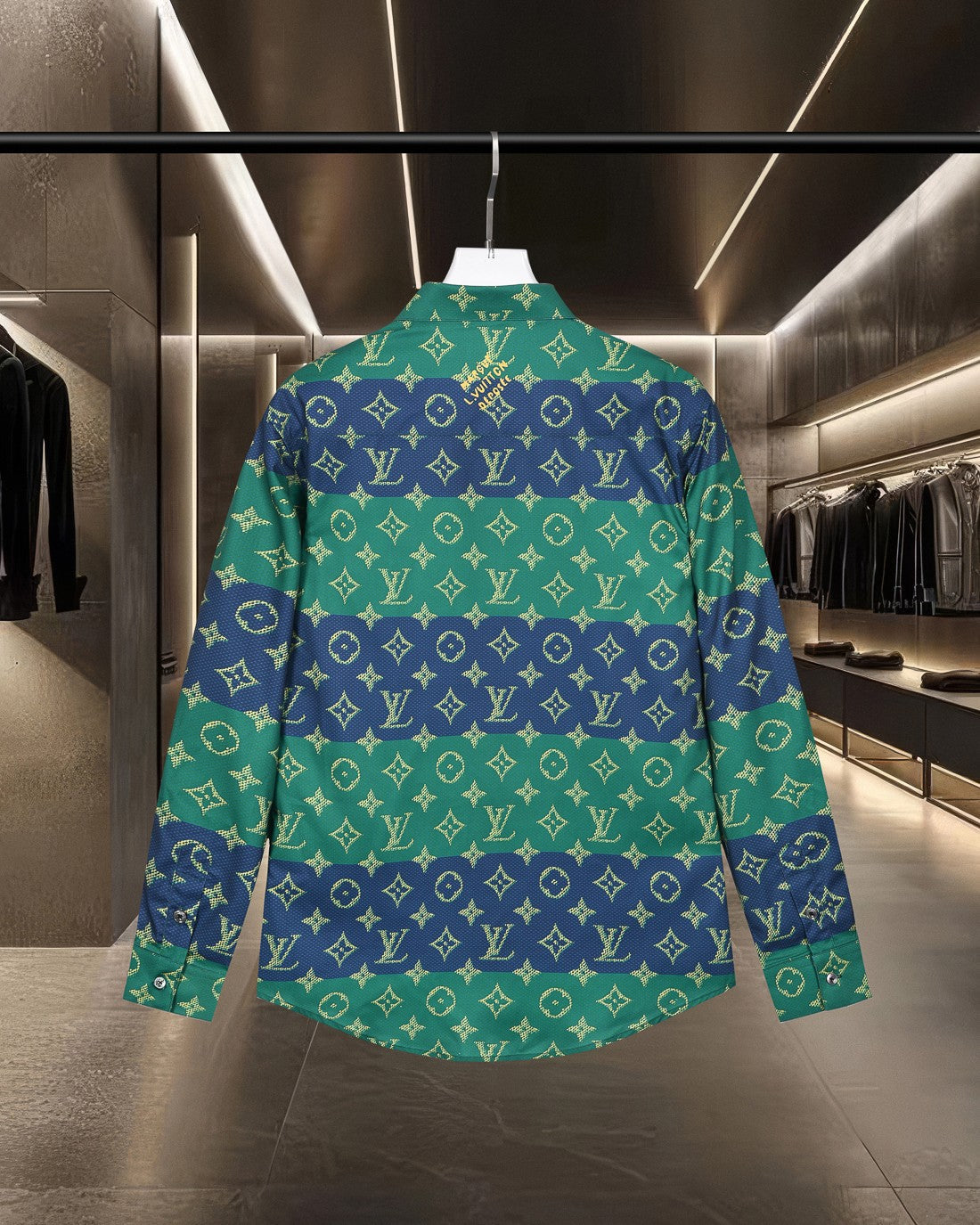 260506 New high-quality full-print contrasting stripe long-sleeved shirt
