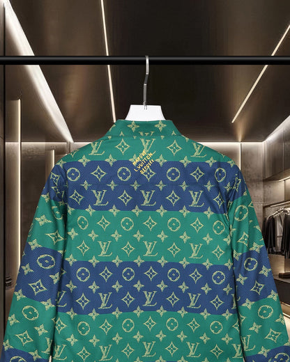 260506 New high-quality full-print contrasting stripe long-sleeved shirt
