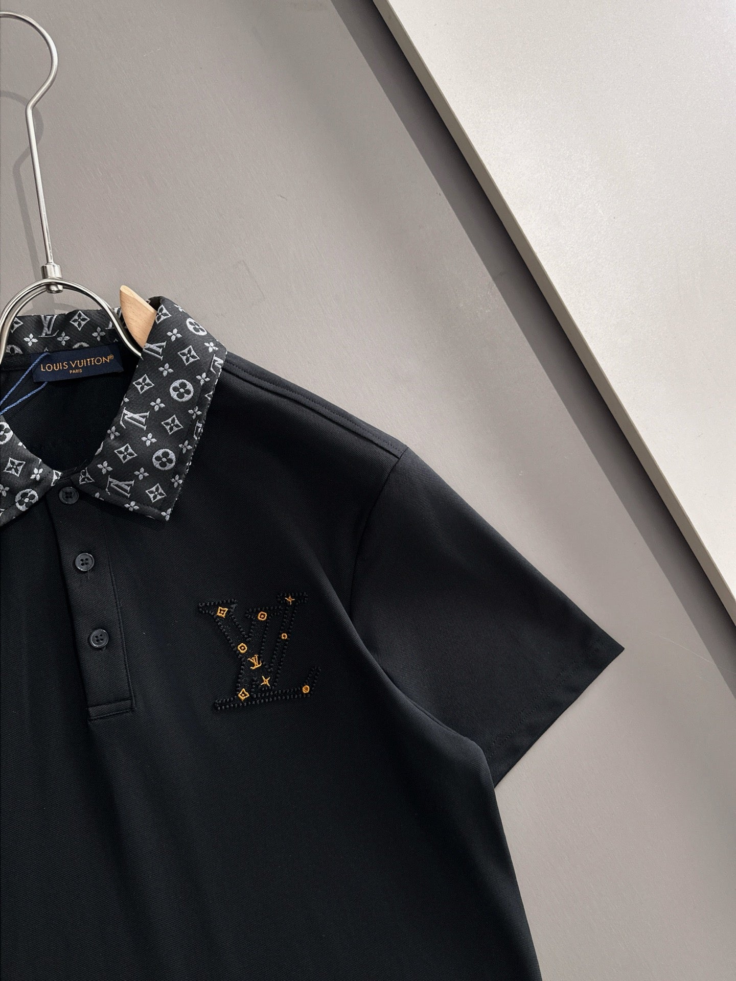 260511 New high-quality embroidered neckline jacquard patchwork design Polo shirt