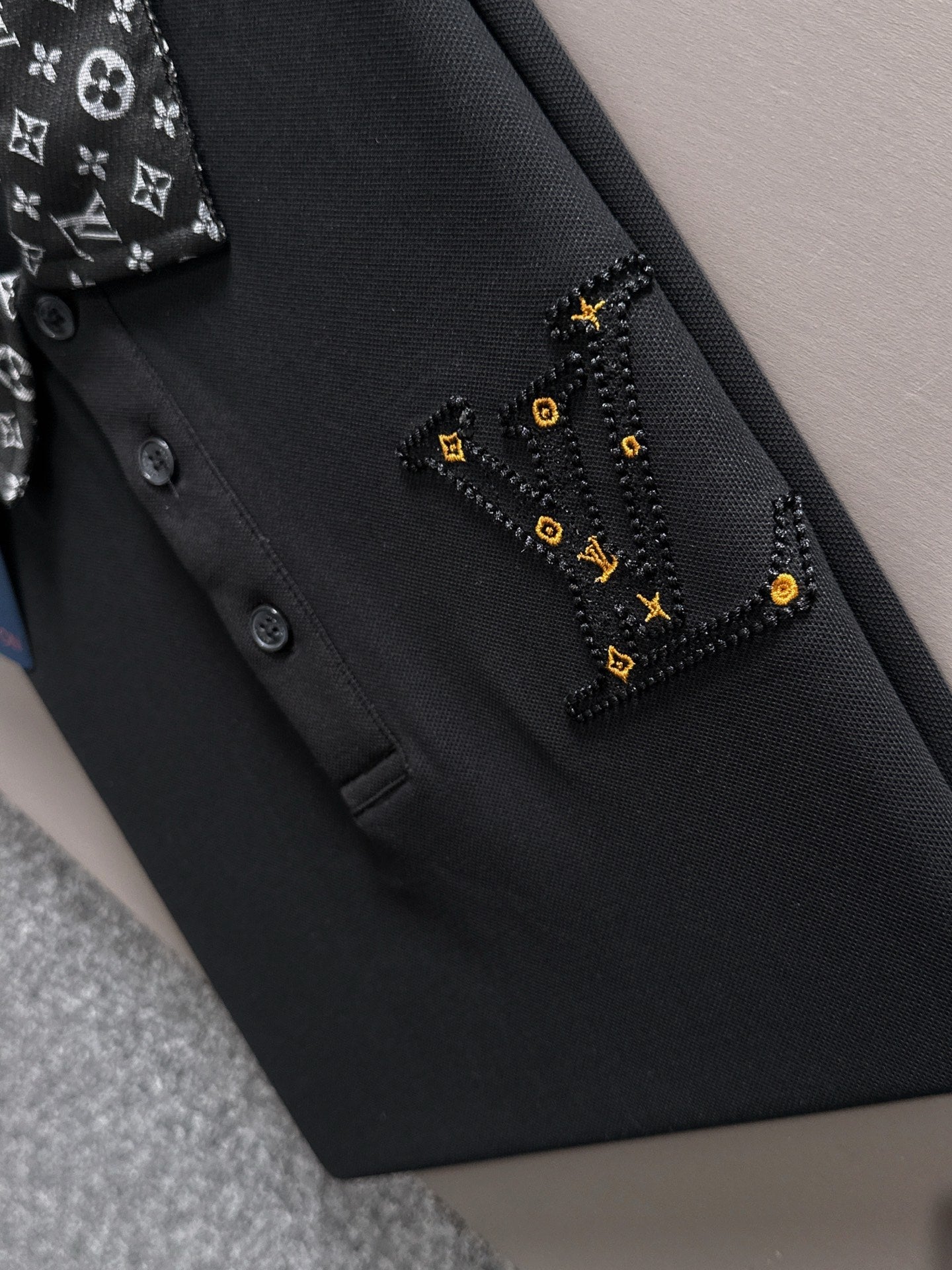 260511 New high-quality embroidered neckline jacquard patchwork design Polo shirt