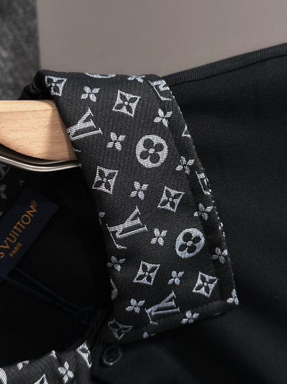 260511 New high-quality embroidered neckline jacquard patchwork design Polo shirt