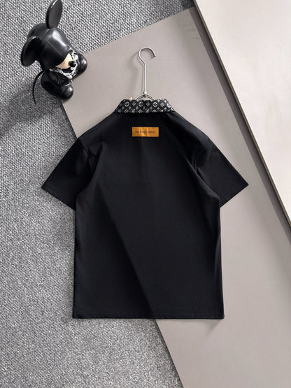 260511 New high-quality embroidered neckline jacquard patchwork design Polo shirt
