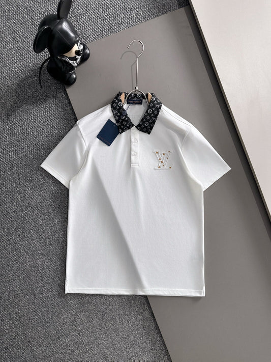 260511 New high-quality embroidered neckline jacquard patchwork design Polo shirt