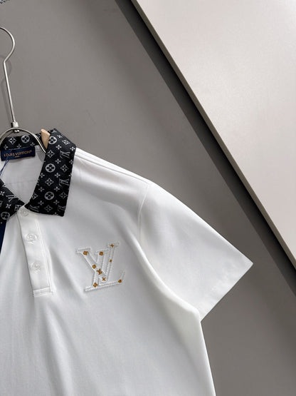 260511 New high-quality embroidered neckline jacquard patchwork design Polo shirt