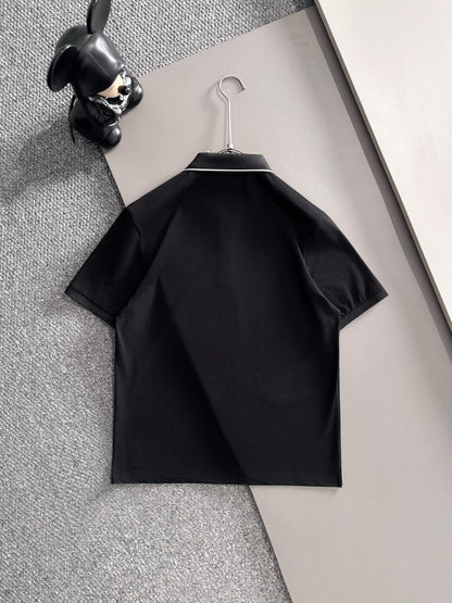260511 New high-quality embroidered neckline jacquard patchwork design Polo shirt