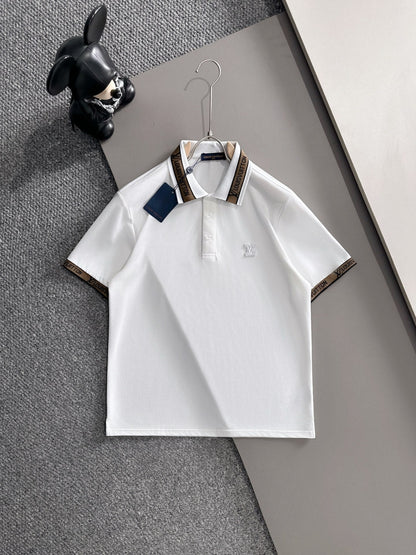 260511 New high-quality embroidered neckline jacquard patchwork design Polo shirt