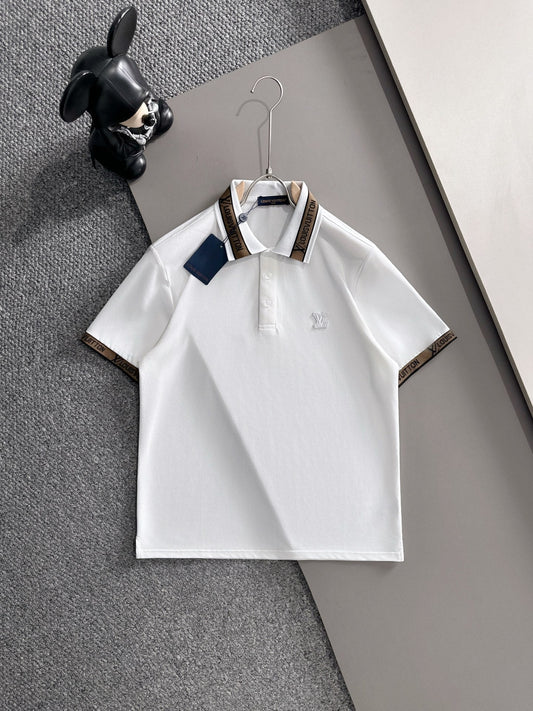 260511 New high-quality embroidered neckline jacquard patchwork design Polo shirt