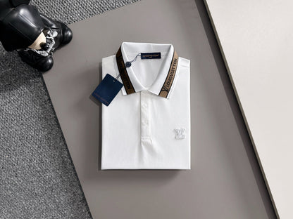 260511 New high-quality embroidered neckline jacquard patchwork design Polo shirt