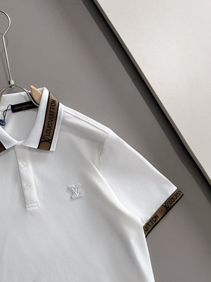 260511 New high-quality embroidered neckline jacquard patchwork design Polo shirt