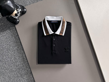 260511 New high-quality embroidered neckline jacquard patchwork design Polo shirt