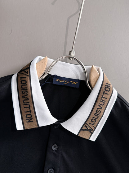 260511 New high-quality embroidered neckline jacquard patchwork design Polo shirt