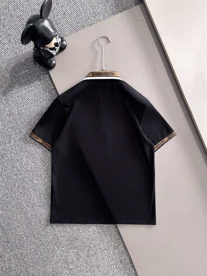 260511 New high-quality embroidered neckline jacquard patchwork design Polo shirt