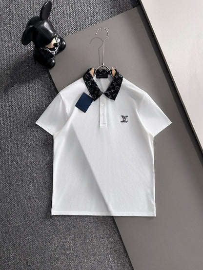 260511 New high-quality embroidered neckline jacquard patchwork design Polo shirt