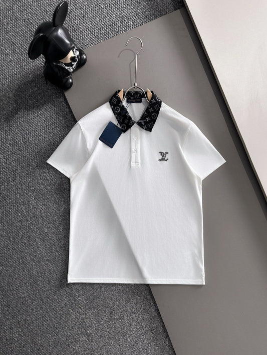260511 New high-quality embroidered neckline jacquard patchwork design Polo shirt