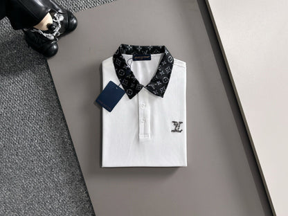 260511 New high-quality embroidered neckline jacquard patchwork design Polo shirt