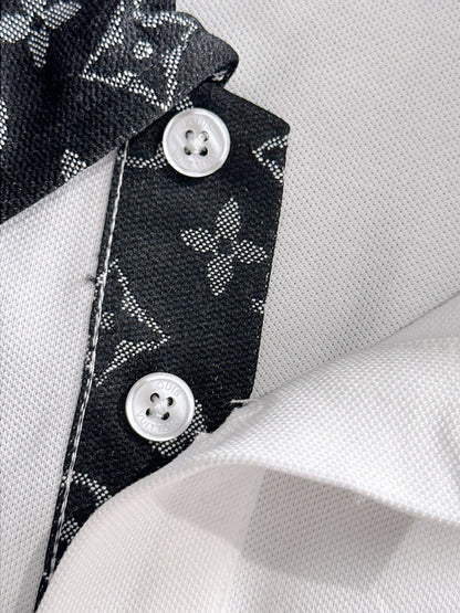 260511 New high-quality embroidered neckline jacquard patchwork design Polo shirt