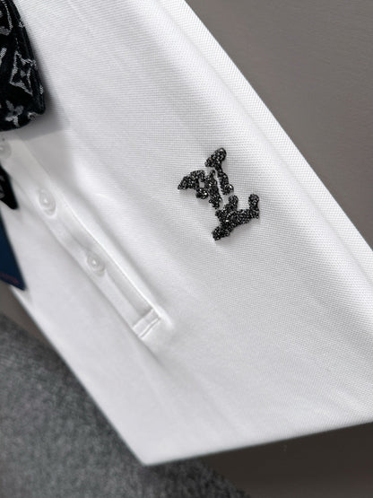 260511 New high-quality embroidered neckline jacquard patchwork design Polo shirt