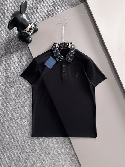 260511 New high-quality embroidered neckline jacquard patchwork design Polo shirt