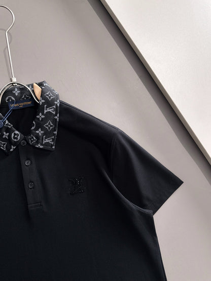 260511 New high-quality embroidered neckline jacquard patchwork design Polo shirt