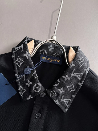 260511 New high-quality embroidered neckline jacquard patchwork design Polo shirt