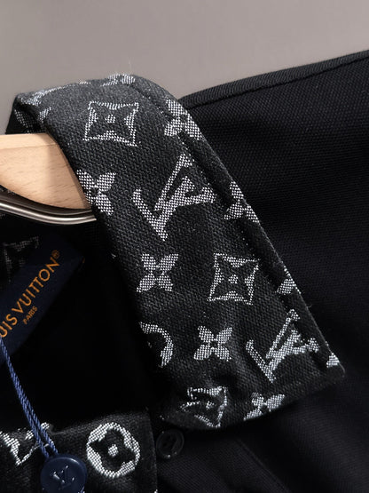 260511 New high-quality embroidered neckline jacquard patchwork design Polo shirt