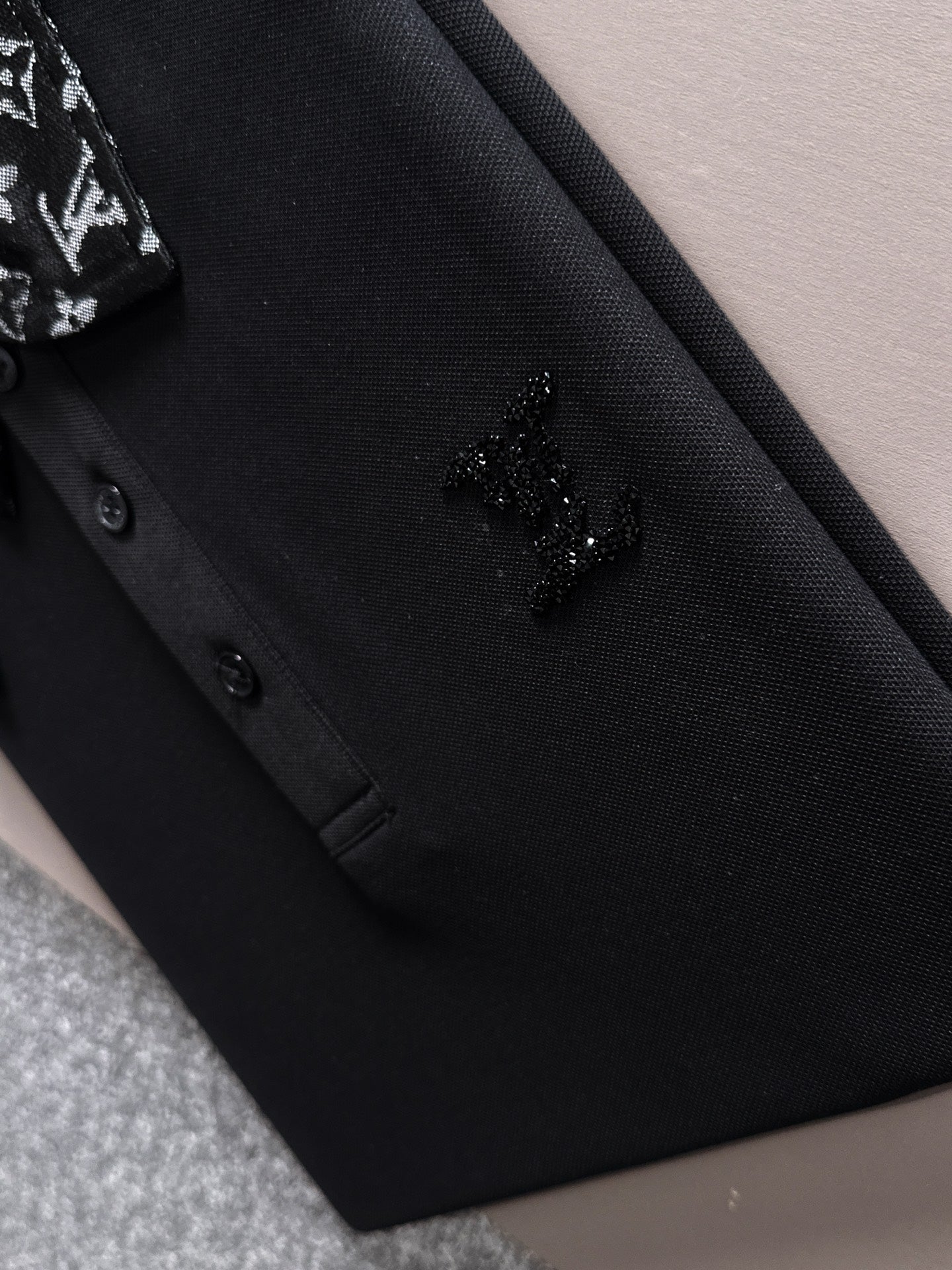 260511 New high-quality embroidered neckline jacquard patchwork design Polo shirt