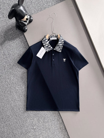 260511 New high-quality embroidered neckline jacquard patchwork design Polo shirt