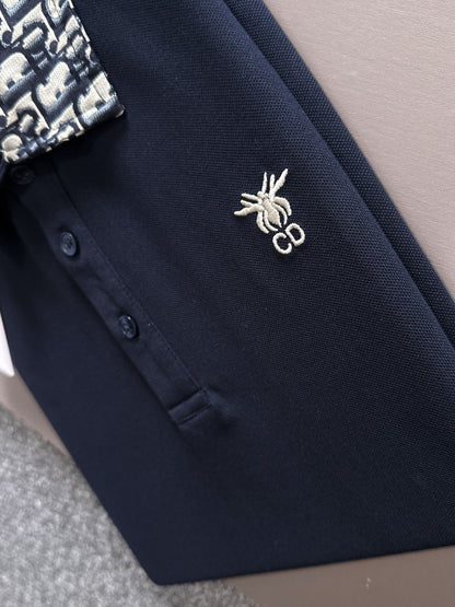 260511 New high-quality embroidered neckline jacquard patchwork design Polo shirt