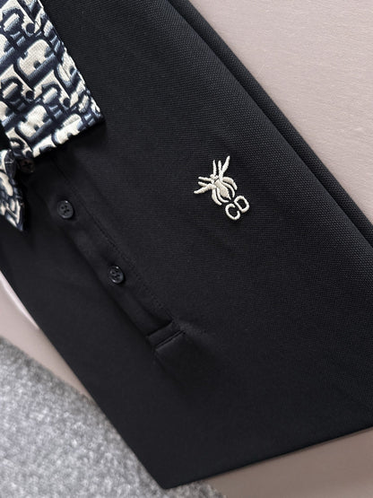 260511 New high-quality embroidered neckline jacquard patchwork design Polo shirt