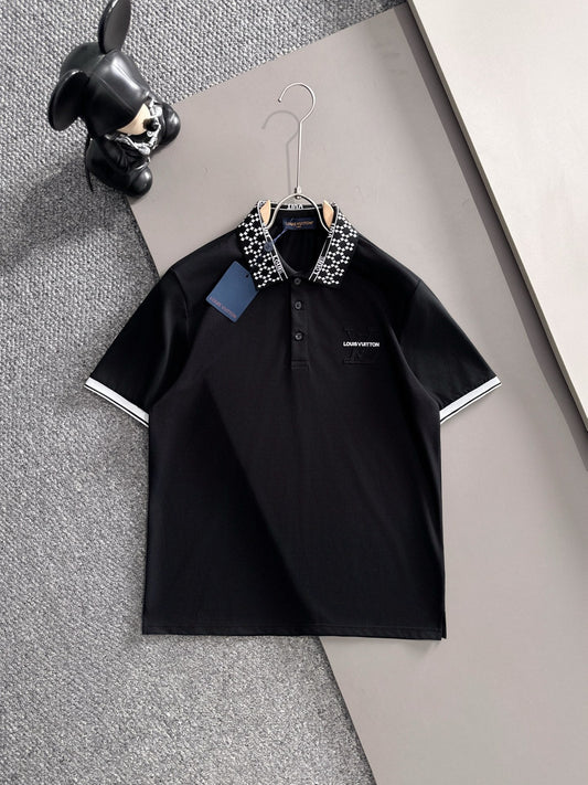 260511 New high-quality embroidered neckline jacquard patchwork design Polo shirt