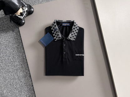 260511 New high-quality embroidered neckline jacquard patchwork design Polo shirt