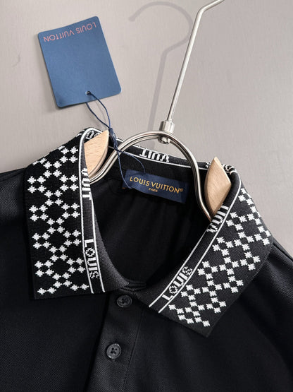 260511 New high-quality embroidered neckline jacquard patchwork design Polo shirt