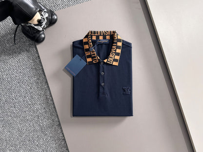 260511 New high-quality embroidered neckline jacquard patchwork design Polo shirt