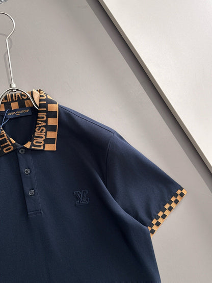 260511 New high-quality embroidered neckline jacquard patchwork design Polo shirt